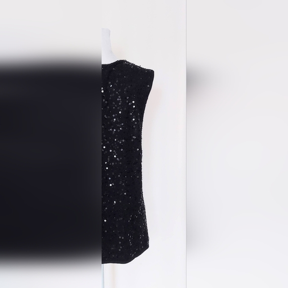 Talbots Petites Size Large Sleeveless Sequined Knit Top Black Silk Blend - Picture 7 of 10